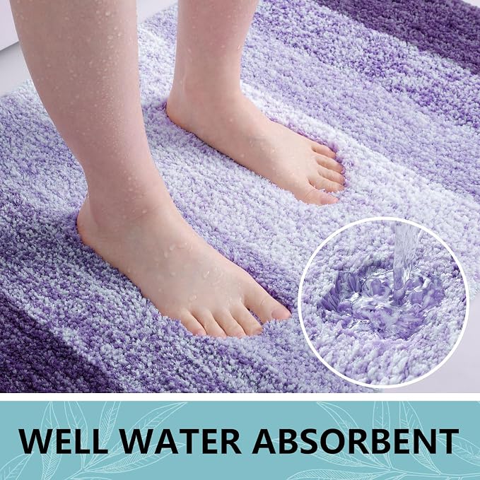 Arotive Microfiber Bathroom Rugs, Shaggy Soft and Absorbent Bath Rug, Thick Plush Machine Washable Dry Bath Mats for Bathroom, Tub and Shower, 50x30, Dark Purple, Rectangular