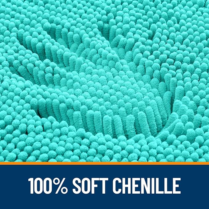 OLANLY Bathroom Runner Rugs 59x20, Extra Soft Absorbent Chenille Bath Rugs, Rubber Backing Quick Dry, Machine Washable Long Bath Mats for Bathroom Floor, Tub and Shower, Home Decor Accessories, Teal