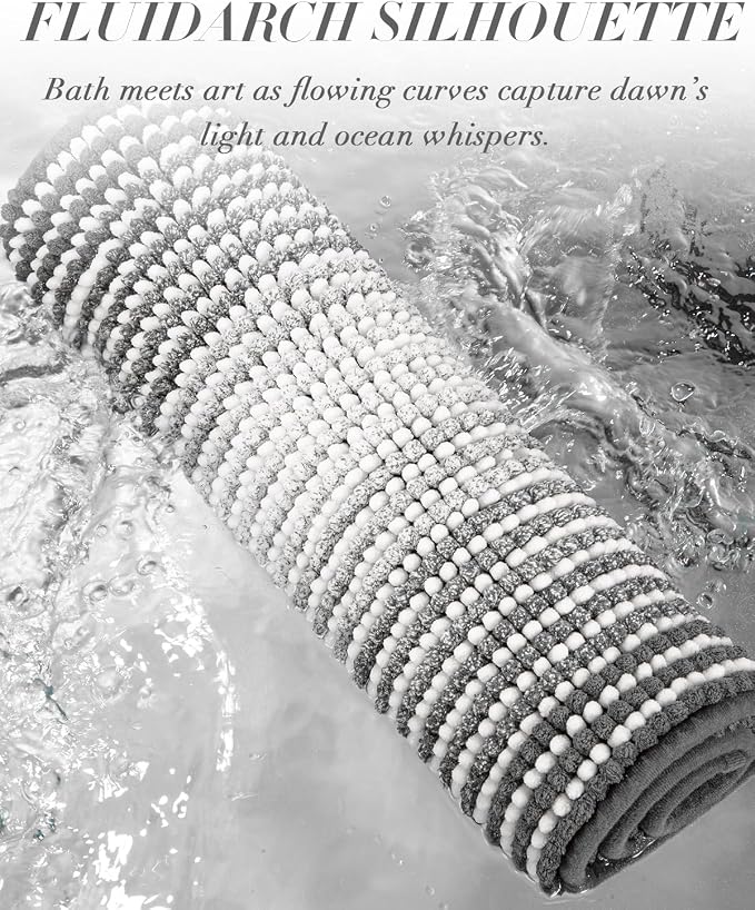 BSICPRO Chenille Bathroom Rugs, 24 x 43 Inches Non Slip Absorbent Bath Mat, Soft Shaggy Shower Bath Floor Mats for Bathroom, Machine Washable(Grey)