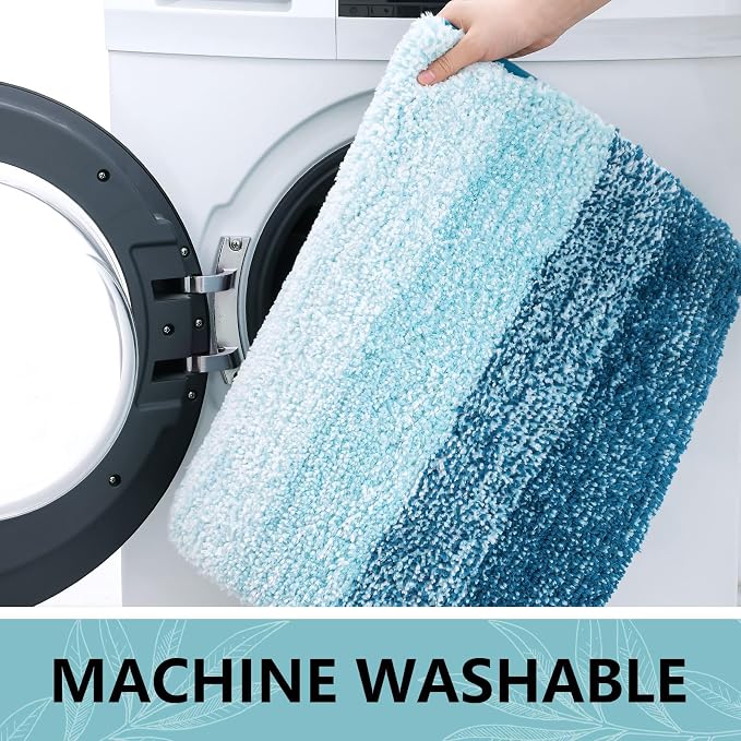 Arotive Microfiber Bathroom Rugs, Shaggy Soft and Absorbent Bath Rug, Thick Plush Machine Washable Dry Bath Mats for Bathroom, Tub and Shower, 24x16, Peacock Blue, Rectangular