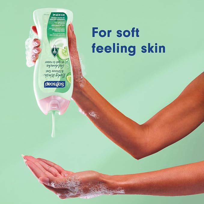 Softsoap Moisturizing Body Wash and Shave Gel, For Softer Feeling Skin, Helps Razor Glide, Cool Cucumber Scent, 20 fl oz