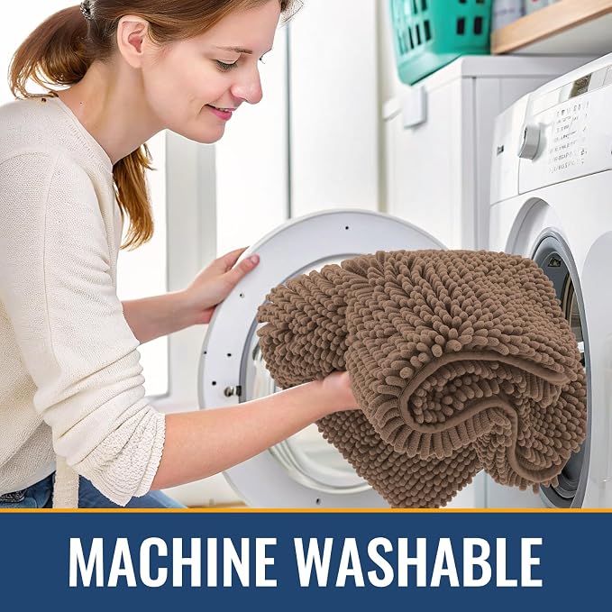Arotive Bathroom Rugs 30x20, Extra Soft Absorbent Shaggy Chenille Bath Rugs, Machine Washable Rubber Backing Bath Mats for Bathroom Floor Tub and Shower, Home Decor Accessories, Mocha