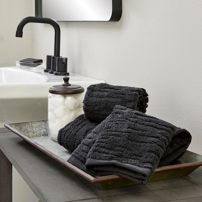 SKL Home CloudSoft 100% Cotton Luxury 4-Piece Washcloth Set, 520 GSM, Ultra Plush & Absorbent, Slate