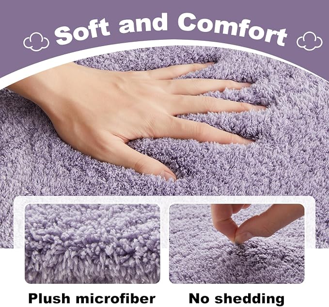 TYUU Large Bathroom Rugs, Ultra Soft Super Absorbent Bath Rugs Non Slip Washable Quick Dry Bath Mat with Rubber Backing for Bathroom Floor, Shower, or Sink, Lavender 3' x 4'
