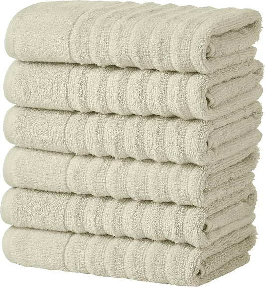 Great Bay Home 6 Pack Hand Towel Set - 100% Cotton Towels - Absorbent & Quick-Dry Towels for Bathroom (Sage Green)