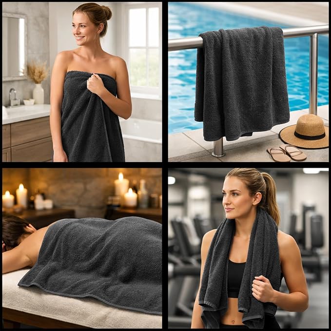 RIVERSIDE Pack of 1 Jumbo Bath Sheet 40 x 80 Inches 100% Cotton Oversized Bath Towel for bathroom, Extra Large & Lightweight, Soft & Absorbent, Quick Dry, Perfect to Wrap Yourself in - (Charcoal Gray)