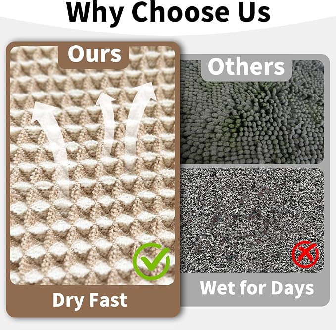 Waffle Bath Mat - Boho Bathroom Rugs Non Slip Washable, Super Absorbent & Quick Dry, Soft Bath Mat Farmhouse Bathroom Decor, 24'' x 36'', Khaki and White