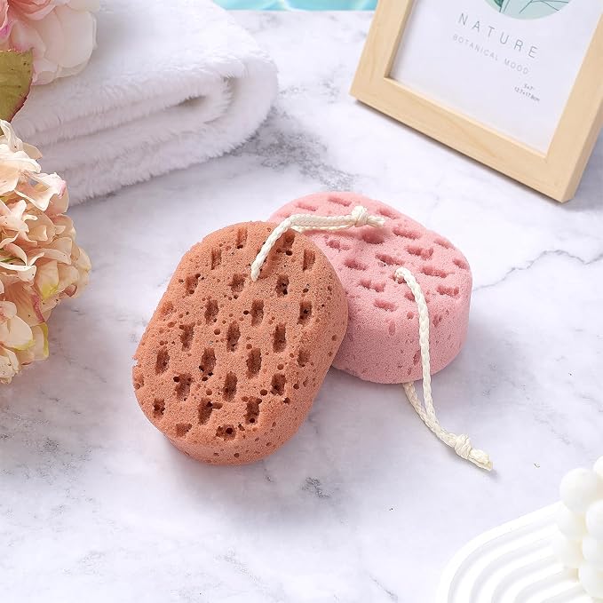 Boao 5 Pieces Soft Bath Sponge Shower Natural Gentle Soothing Body Fiber Exfoliating Shower Sponge Wash Bouquet for Women Men, Random Color (Vivid Color)