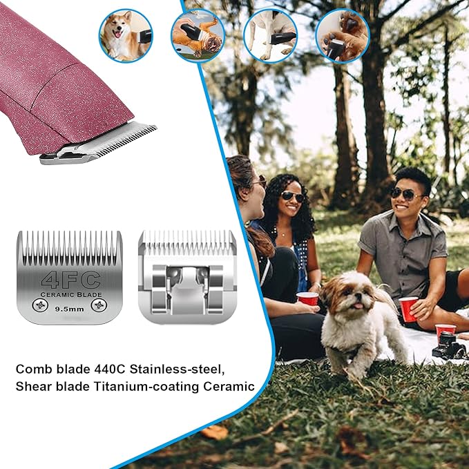 4FC Dog Grooming Ceramic Blades,Compatible with Andis,Oster A5,Wahl KM10 | Size 4FC Detachable Blade 3/8-Inch 9.5MM Cut Length,3 Pack