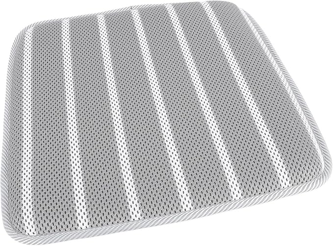 Shower Bench Cushion Seat Shower Chair Pad Shower 4D Mesh Fabric Breathable Shower Chair Pad Gray White Striped for Shower Benches Sitting