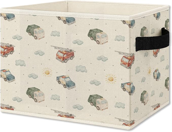 Car Boy Nursery Foldable Storage Bins Box with Handles, Transport Vehicles Collapsible Organizer Basket for Classroom Kids Boy Nursery Room Bedroom Bathroom Clothes Toys Books