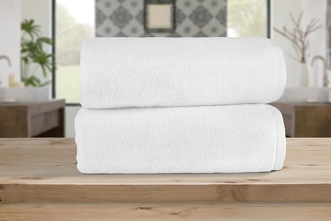 Nine West - 100% Cotton 2 Pack Bath Towel Set, Premium Quality Highly Absorbent & Comfy Bath Towels for Spa & Hotel | 28"x54" (White)