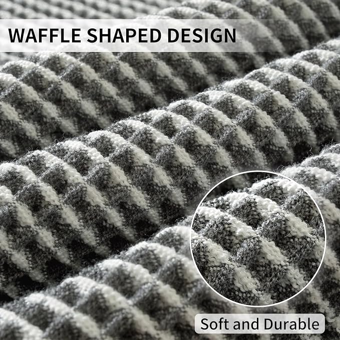 Waffle Bath Mat - Super Water Absorbing Bath Mat Quick Dry, Bathroom Rugs Non Slip Washable, Rubber Backed Bathroom Mat for Bathroom Floor, Tub and Shower, 24" x 36", Dark Grey & White
