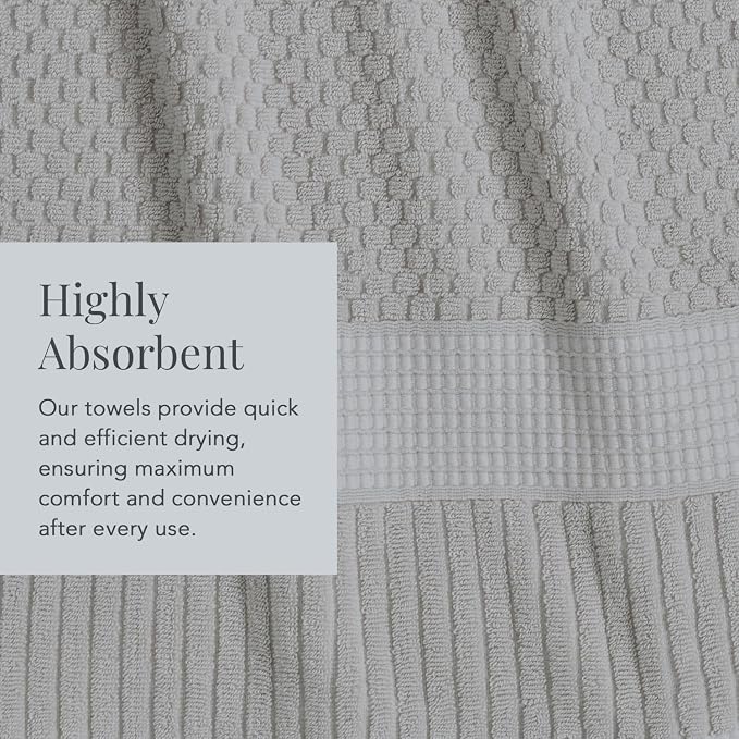 NY Loft 100% Cotton 2 Pack Bath Sheet Towel Set | Absorbent Quick-Dry Oversize Bath Towels | Textured and Durable Cotton | Quiet Grey