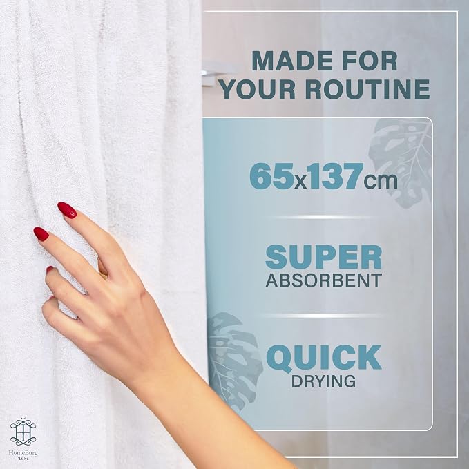 Luxe 2-Piece Bath Towel Set – Large Soft Cotton Towels, Absorbent, Durable & Skin-Friendly, Machine Washable, 27 x 54 in (White)