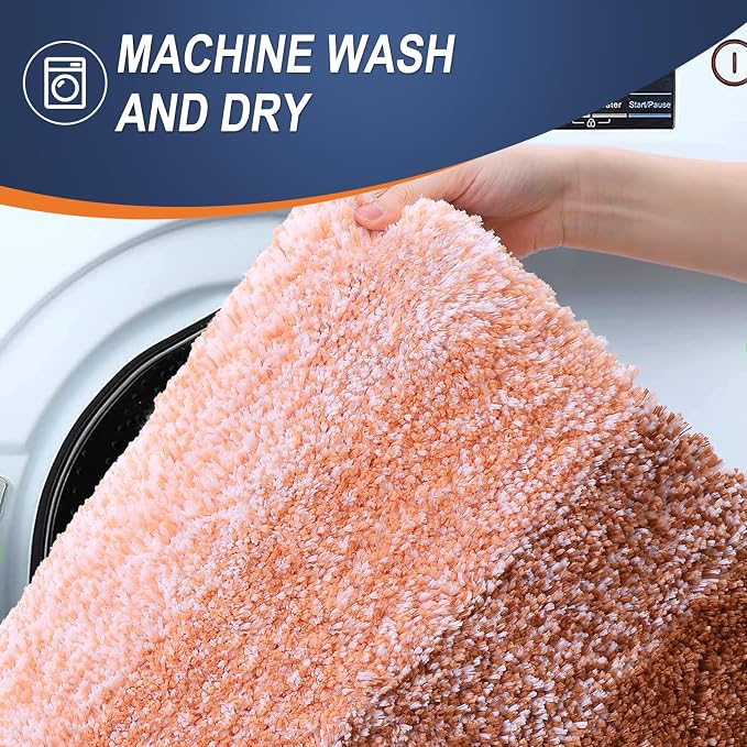 OLANLY Large Bathroom Rugs Mat 45x27, Extra Soft Absorbent Microfiber Bath Rugs, Rubber Backing, Quick Dry, Machine Washable Bath Mat for Bathroom Floor, Tub and Shower, Home Decor Accessories, Orange