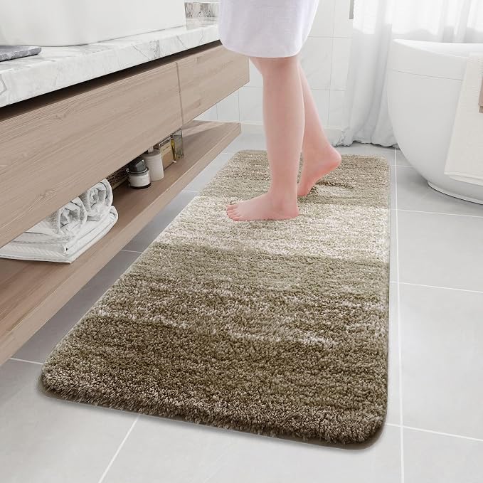 Arotive Microfiber Bathroom Rugs, Shaggy Soft and Absorbent Bath Rug, Thick Plush Machine Washable Dry Bath Mats for Bathroom, Tub and Shower, 59x24, Coffee, Rectangular