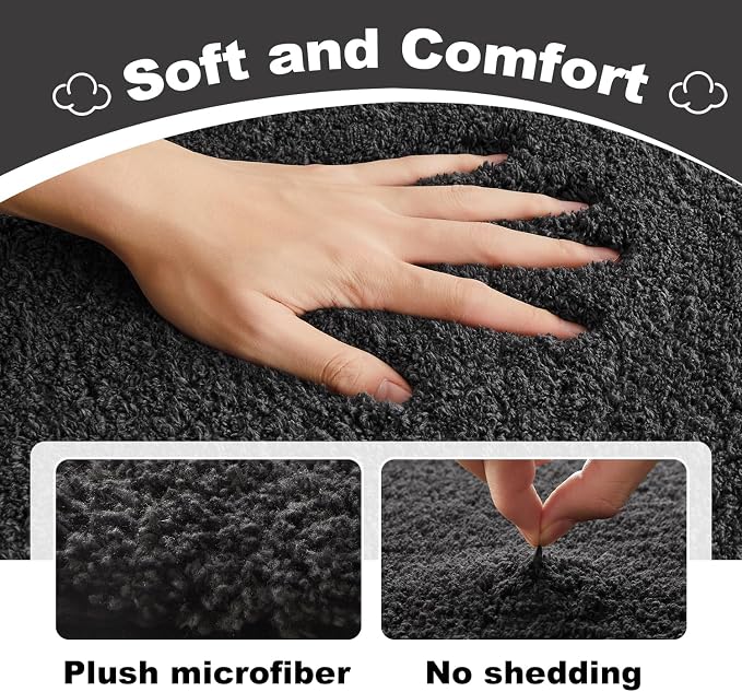 TYUU Large Bathroom Rugs, Ultra Soft Super Absorbent Bath Rugs Non Slip Washable Quick Dry Bath Mat with Rubber Backing for Bathroom Floor, Shower, or Sink, Dark Grey 3' x 4'