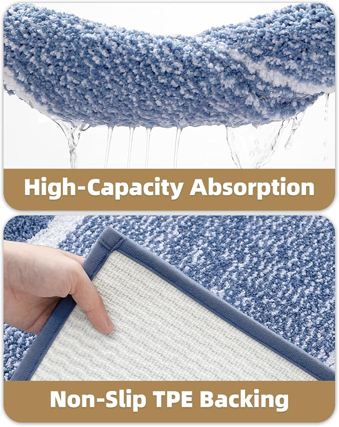 Color&Geometry Small Bath Mats for Bathroom Simple and Stylish, 16"x24" Blue Bathroom Rugs, Non Slip, Absorbent, Soft, Washable, Microfiber Bathmat Shower Mat Outside Shower
