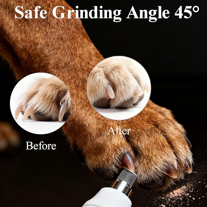 Silent Groom Pro Nail Grinder - Silent Groom Pro for Dogs Nails, Dog Nail Grinder with 2 Speeds, LED Light & 2000mAh Battery, Quiet Nail Grinder for Dogs for Small Medium Large Pets