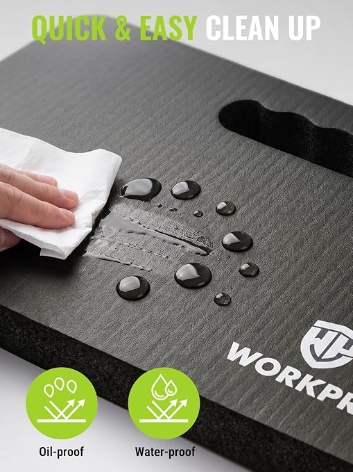 WORKPRO Extra Thick Kneeling Pad, Soft NBR Foam Cushioning for Knee, Large Foam Kneeler Mat for Gardening, Bathing Baby, Exercise, Workout Supplies, 17.5 x 11 x 1.5 in (Black, 1 Pack) | Soft NBR Foam Cushioning for Knee, Large Foam Kneeler Mat, For Gar...