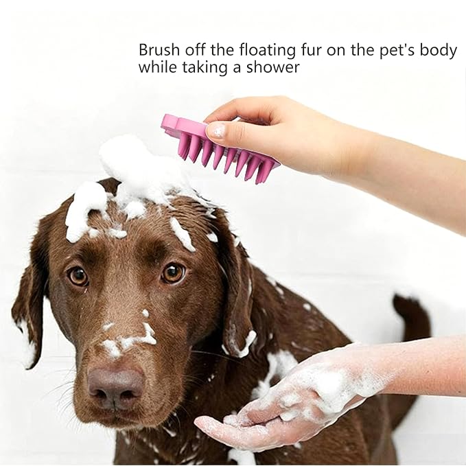 Pet Bath & Massage Brush,Pet Grooming Brush,Soft Rubber Scrubber for Brushing,Massaging,Bathing,Shampooing and Reducing Hairballs (Pink, Style 1)