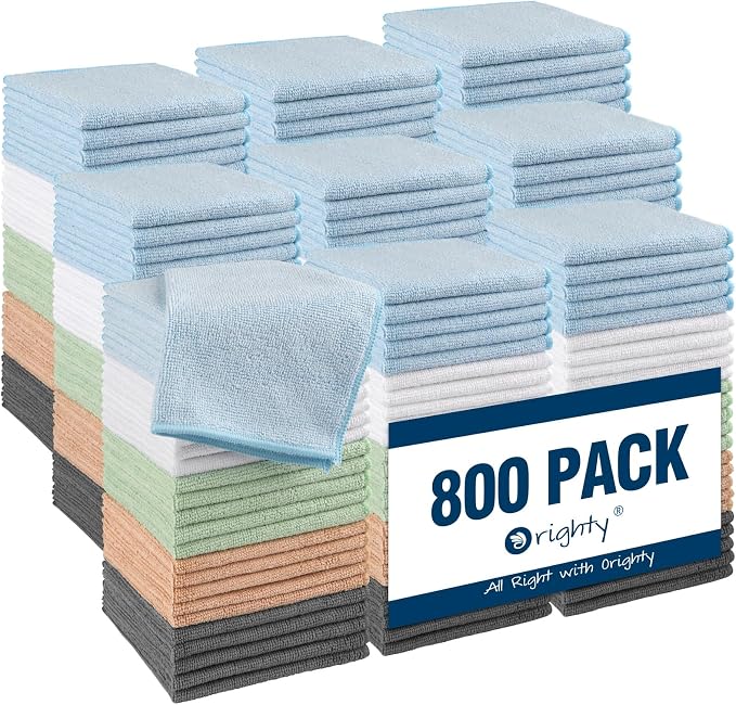 Orighty Microfiber Washcloths 800 Pack, Highly Absorbent and Soft Feel Face Cloths, Multi-Purpose Wash Cloths & Hand Towels for Bathroom, Hotel, Spa, and Gym, 12x12 Inch, Multicolor