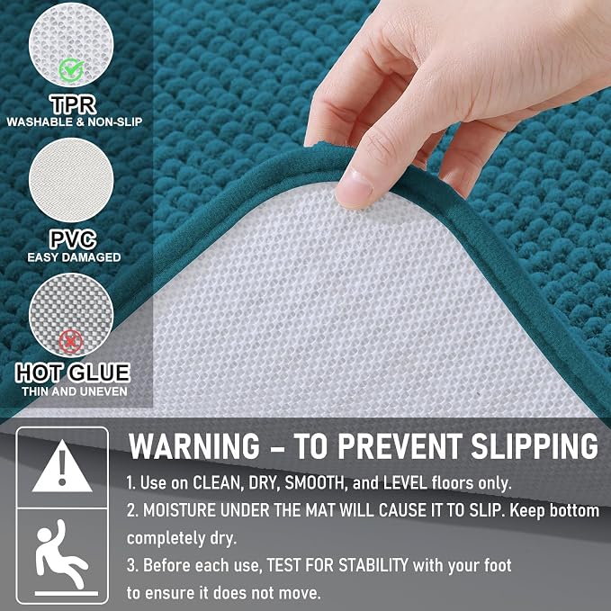Arotive Bathroom Rugs 34" x 21", Ultra Soft Absorbent Chenille Bath Rugs, Rubber Backing, Machine Washable Bath Mats for Bathroom Floor, Tub and Shower, Home Decor Accessories, Peacock Blue
