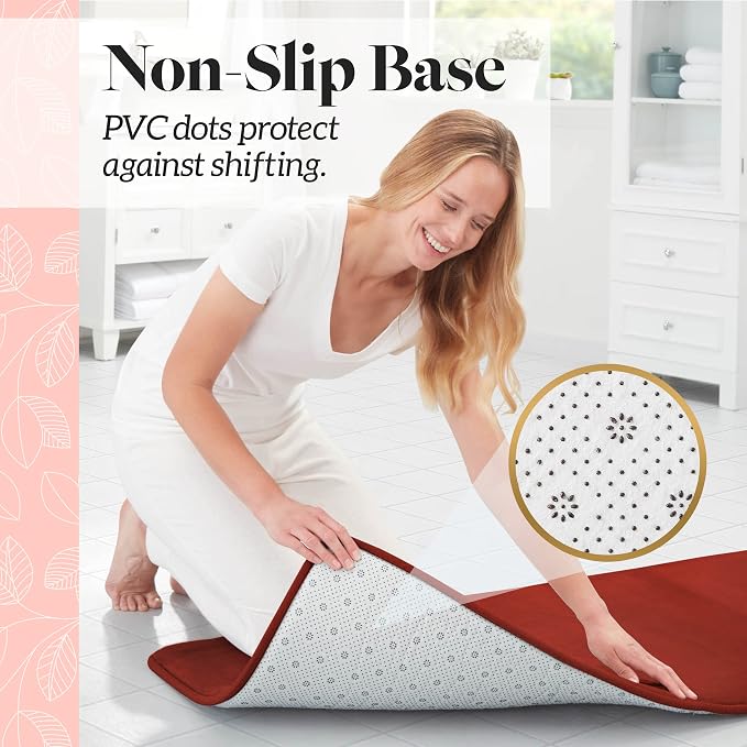 Memory Foam Bath Mat Non Slip Absorbent Super Cozy Velvet Bathroom Rug Carpet (22 inches X 42 inches, Autumn Glaze)