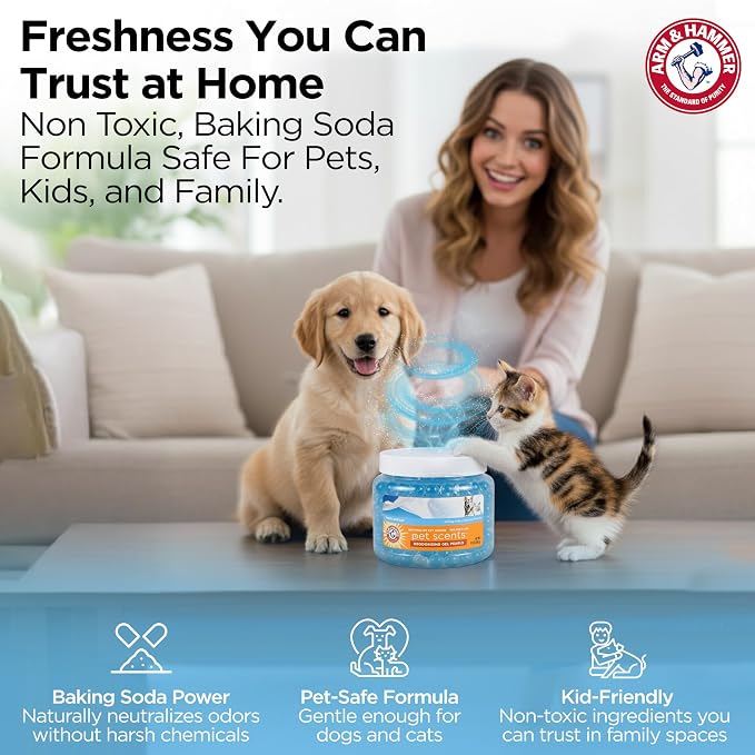 Arm & Hammer for Pets Air Care Pet Scents Deodorizing Gel Beads, Pet Odor Eliminator for Rooms Closets and Small Spaces with Long Lasting Odor Control, Fresh Breeze Scent, 12 oz