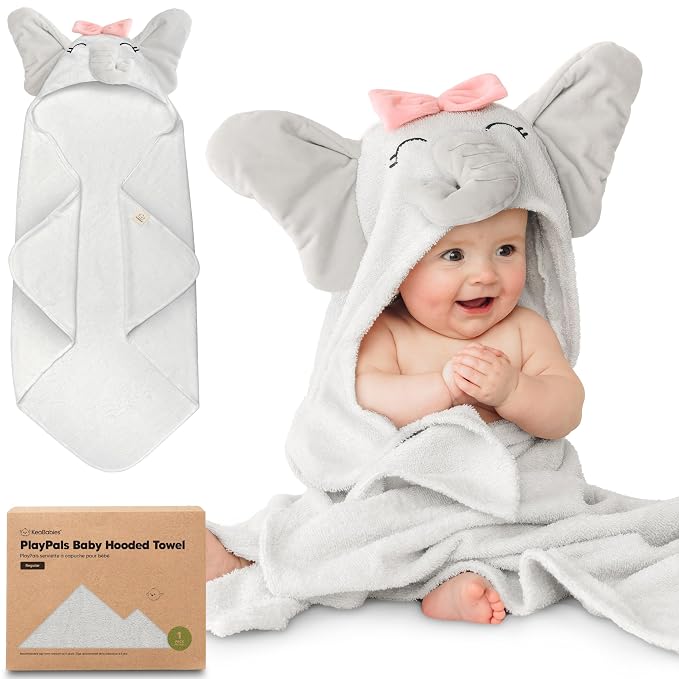 KeaBabies Organic Baby Towel with Hood for Girls, Boys, Soft (Ella) | Absorbent 100% Cotton Hooded Baby Towels for Newborns, Infants, Large Hooded Bath Towels for Babies, Kids, Toddler 1-3