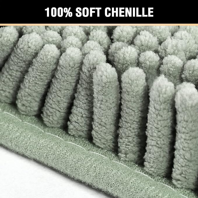 H.VERSAILTEX Bath Mat Bathroom Rug Bath Rugs for Bathroom Non Slip Bath Mats Extra Thick Chenille Rug 17" x 24" Absorbent Soft Shaggy Washable Dry Fast Plush Rugs for Bathtubs - Sage