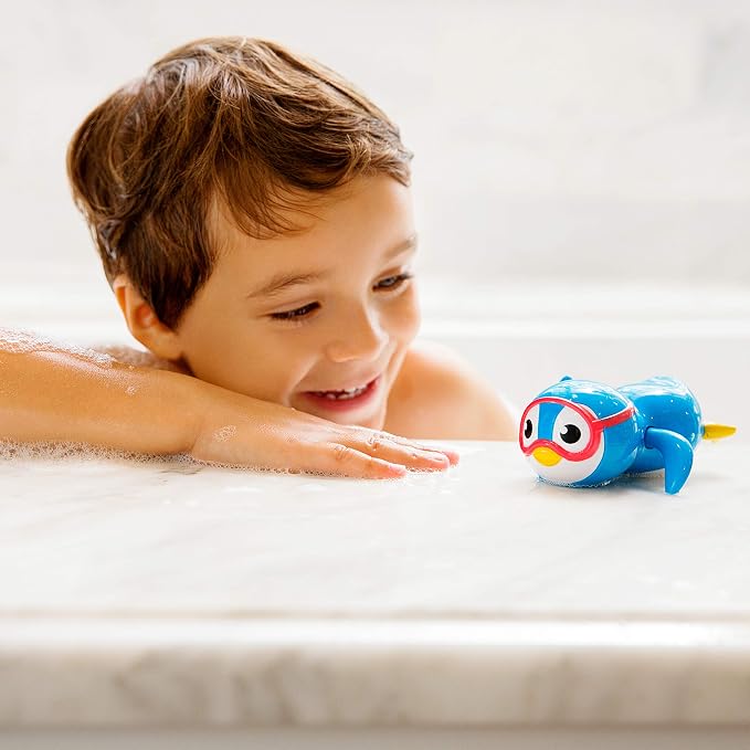 Munchkin® Bath Essentials Set with Bonus Wind-Up Swimming Penguin, 3 Piece, Grey