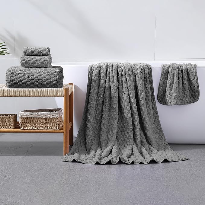 Oversized Bath Towels 40x80 Inches Extra Large Bath Sheets for Adults Super Soft Quick Dry Highly Absobent Microfiber Shower Towels for Bathroom（Charcoal Gray, 6Piece