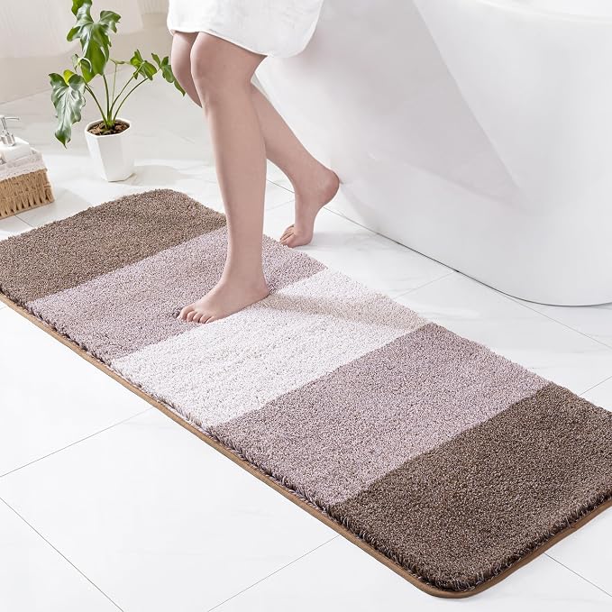 Exclusivo Mezcla Bathroom Rugs Mat 24x70, Extra Soft Non Slip Absorbent Microfiber Bath Rugs, Machine Washable Quick Dry Bath Mats for Bathroom Floor, Shower, Home Decor, Gradient Coffee
