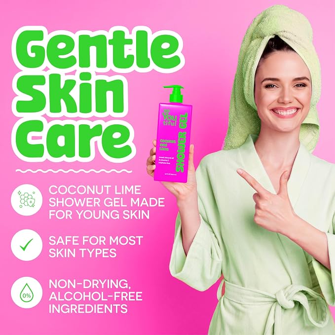 BeYoutiful Coconut Lime Body Wash Soap for Teens and KIds, Shower Gel, 32oz | Moisturizing Natural Ingredients for Sensitive Skin, Hydrating Shower Gel, Cruelty Free Teen Tween Girl Skin Care