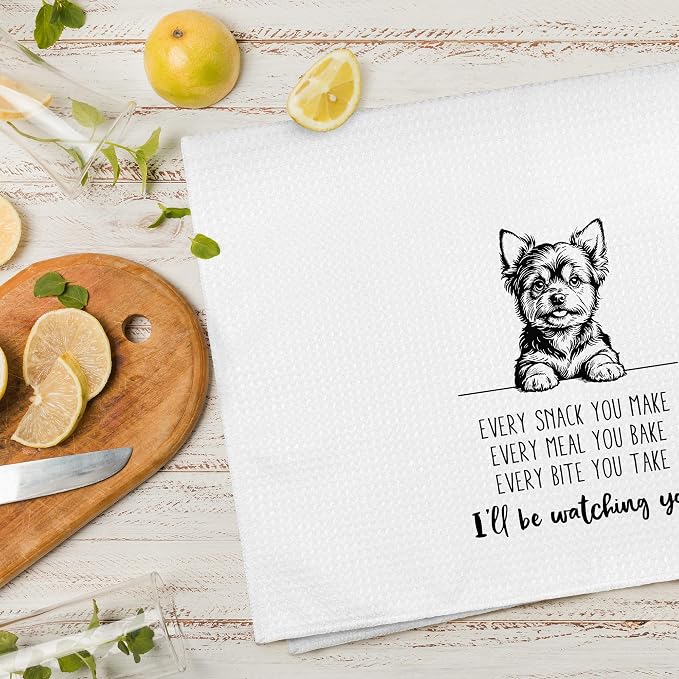 Funny Yorkshire Terrier Dog Kitchen Towels Set of 2 Decor Gifts for Women Dog Lovers Owners Mom, Cute Every Sanck You Make Decorative Kitchen Dish Hand Tea Towels for Bathroom 16x24 Inch