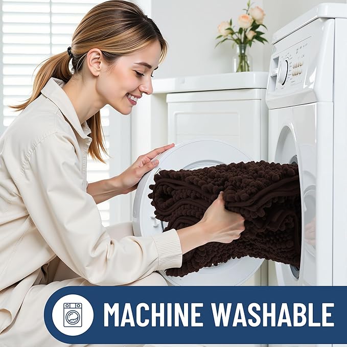 Smiry Bathroom Rugs Mat 24x16, Extra Soft Absorbent Chenille Bath Rugs, Non Slip Rubber Backing Machine Washable Quick Dry Bath Mats for Bathroom Floor, Tub, Shower, Home Decor Accessories, Brown
