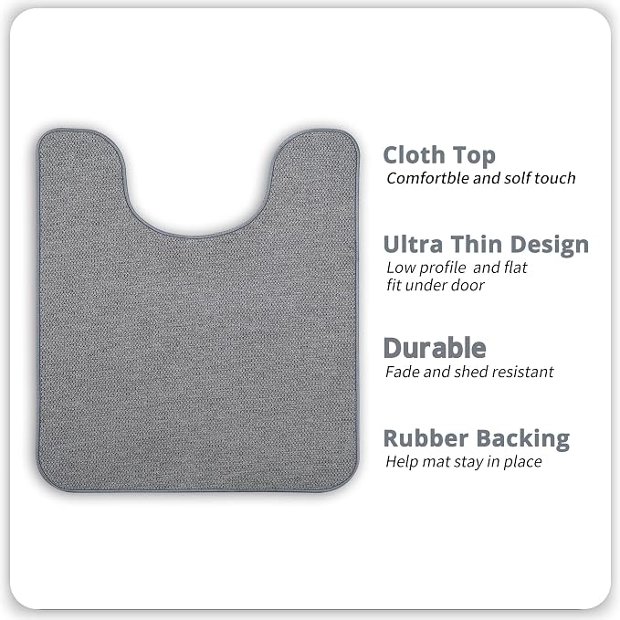 Bosap Toilet Rugs U Shaped Bathroom Rug,Machine Washable Non Slip Quick Dry Super Absorbent Ultra Thin Toilet Mats for Bathroom Toilet.Grey,1'8"x2'(20x24inch)