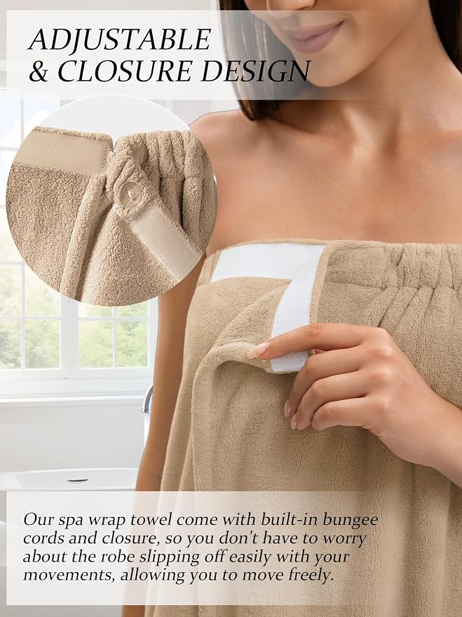 Towel Wrap For Women After Shower，Plush Bath Robe Female，Sauna Spa Wrap Around Towels With Pockets