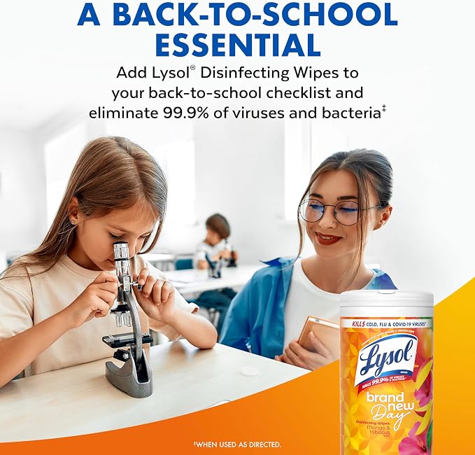 LYSOL Disinfecting Wipes, All Purpose Cleaner, Multi-Surface Antibacterial Cleaning Wipes, Household Cleaning Supplies, Dorm Essentials, Lemon + Mango & Hibiscus + Crisp Linen Scent, 80 ct. (4 Pack)