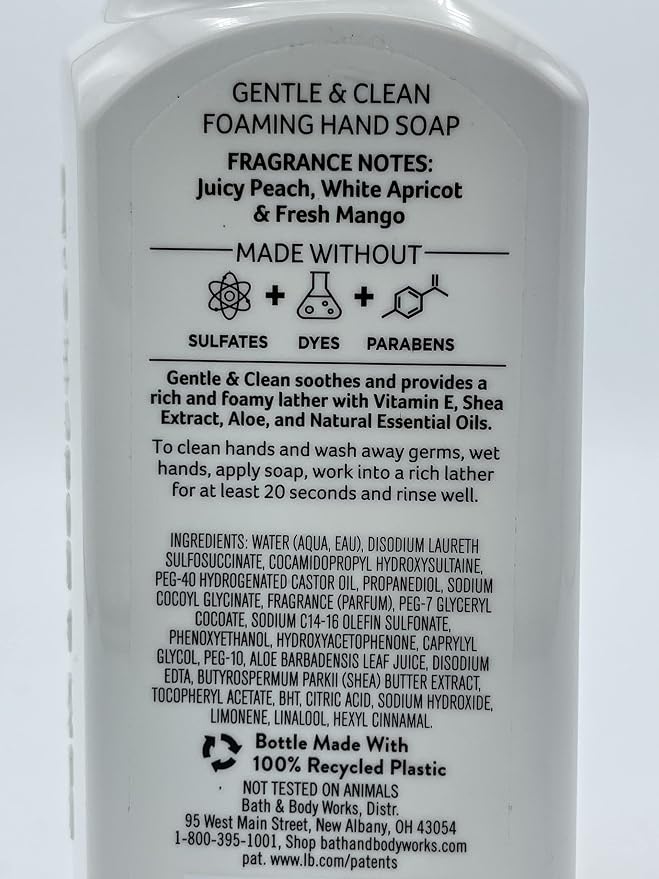 Bath and Body Works Gentle & Clean Foaming Hand Soap, 8.75 fl. oz. (Peach Bellini, 2-Pack)