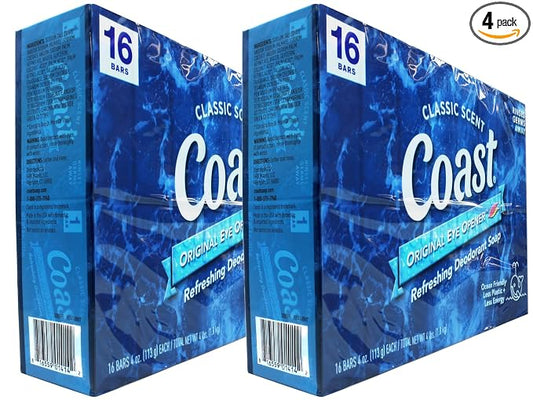 Coast Deodorant Soap Bars Classic Pacific Force Scent, 16 Count (Pack of 2)