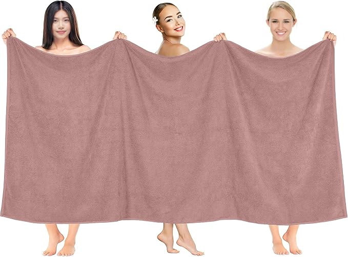 RIVERSIDE Pack of 1 Jumbo Bath Sheet 40 x 80 Inches - Extra Large Bath Towel, Super Soft & Highly Absorbent, 100% Cotton Quick Dry, Perfect to Wrap Yourself in - Dusty Rose