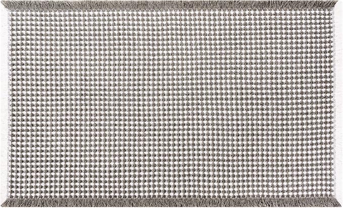 Waffle Bath Mat - Boho Bathroom Rugs Non Slip Washable, Super Absorbent & Quick Dry, Soft Bath Mat Farmhouse Bathroom Decor, 20'' x 32'', Olive Green and White