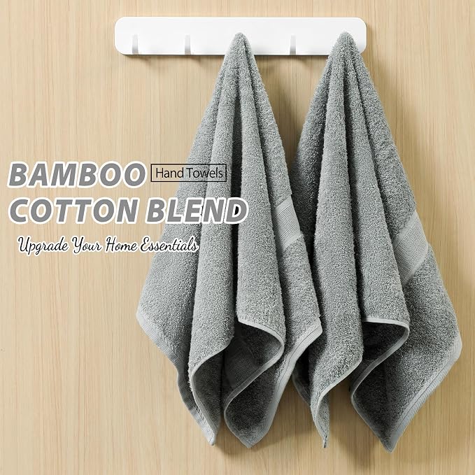 Aibaser Hand Towels-16x30inch - Lightweight and Highly Absorbent Hand Towels for Bathroom, Travel, Gym, Shower and Spa (Grey)