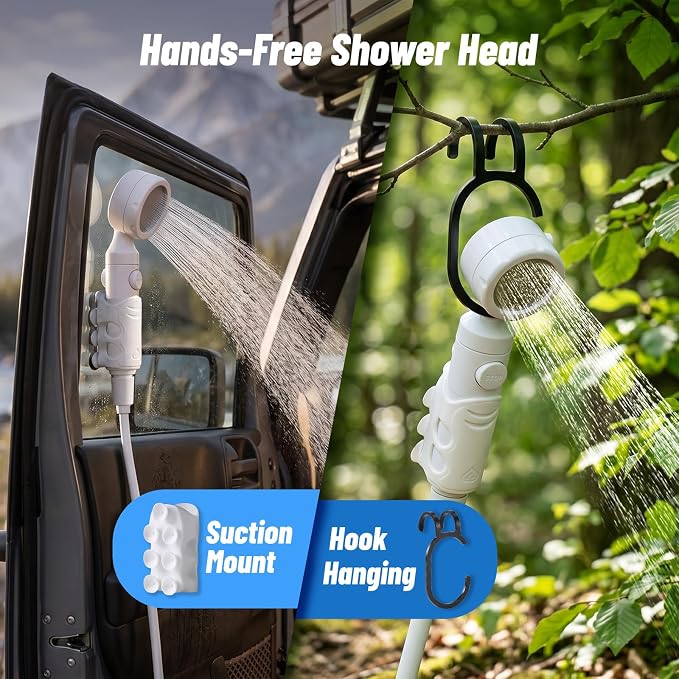 Portable Rechargeable Camping Shower Pump | 4000mAh Battery, Outdoor Shower Head Sprayer, For Camping, Hiking, Travel,car washing, pet cleaning