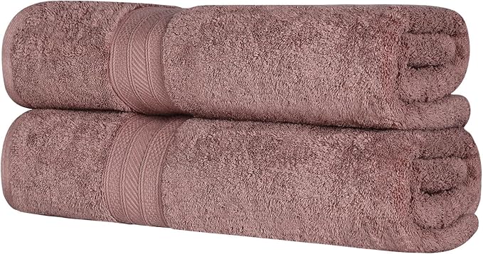 Superior Long Staple 100% Combed Cotton 700GSM 2-Piece Solid Bath Sheet Set for Bathroom, Shower, Kitchen-Super Soft, Plush, Highly Absorbent, Assorted 2-Piece Bath Seets, Grape Shake