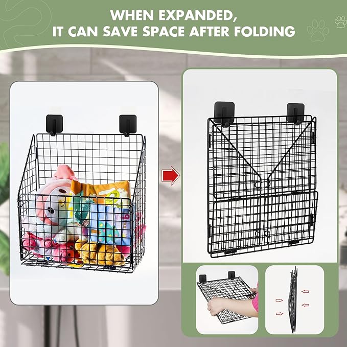 Large Bath Toy Storage, Metal Bathtub Shower Toy Holder, Foldable bath Tub Toy Organizers, Bathroom Toy Storage with Drainage for Sorting Toys/Clothes/Toiletries (2pc black)