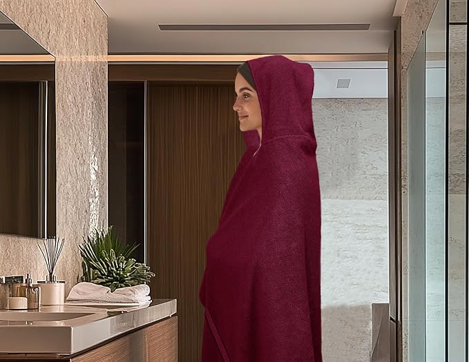 COTTON CRAFT Ultra Soft Hooded Towel – Oversized 35x70 Towel with Hood for Adults - 580 GSM 100% Cotton Ringspun Terry - Pool Beach Bath Sheet Wrap - Luxurious Plush Absorbent Bath Wrap – Burgundy